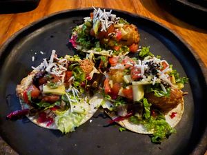 Coconut tofu tacos  at CHILL A KILL in Puerto Escondido