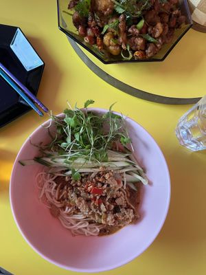 Dan Dan noodles and cauliflower   at Facing Heaven  in East London