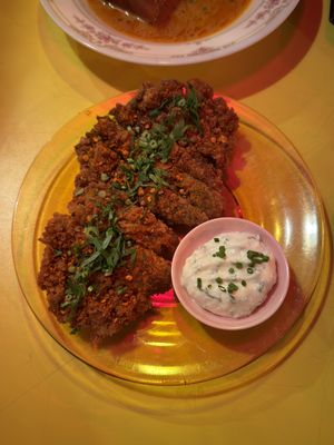 “Chicken” fried shrooms  at Facing Heaven  in East London
