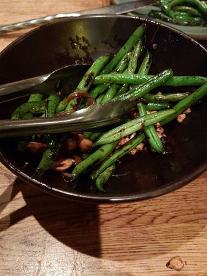 This was piled higher than the brim - green beans with cashews and a salty sweet sauce that was incredible  at Girl & The Goat in Chicago