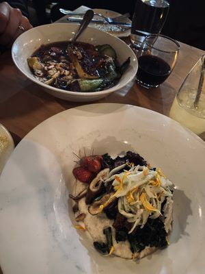 The autumn ramen and the applewood smoked mushroom  at Plant in Asheville