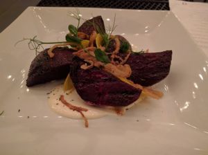 Grilled Beets with horseradish ";mayo"; at Plant in Asheville