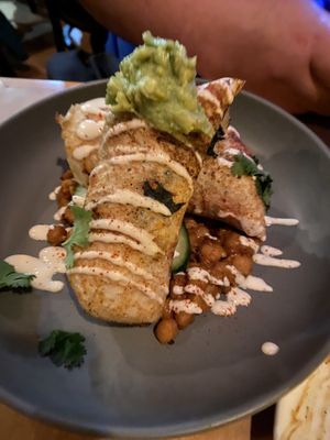 MASALA UTTAPAM  
channa masala · cucumber onion and avocado  ·  sour cream  at Plant in Asheville