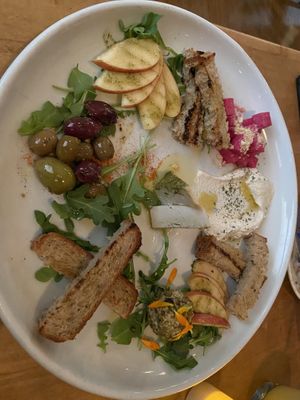 CHEESE *
[PLANT] aged cashew · farmer’s pecans & flowers · almond ricotta · roasted garlic & olives · rosemary amber & fruit · pickled vegetables · black garlic oil · hous at Plant in Asheville