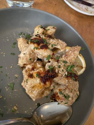 Cauliflower tahini sauce, Caribbean chili,grilled lemon , z’atar breadcrumbs   at Plant in Asheville