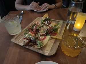 BBQ mushroom tostadas   at Plant in Asheville