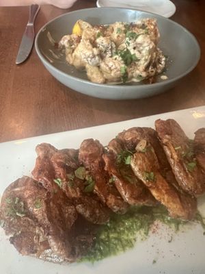 Crispy potatoes and tahini cauliflower  at Plant in Asheville
