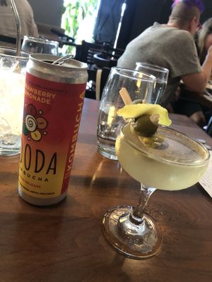 Kombucha and savory martini  at Plant in Asheville