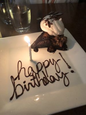 Brownie (meh) with heavenly pb banana ice cream  at Plant in Asheville