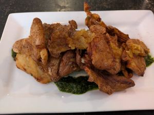 Actually crispy potatoes with salsa verde at Plant in Asheville