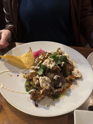 BBQ Brussels Tostadas  at Plant in Asheville