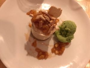 peach chia cheesecake at Plant in Asheville