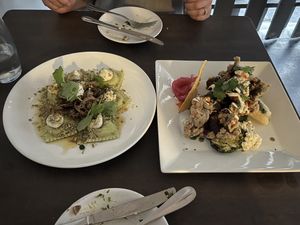 Ravioli and Crispy Mushroom Mole  at Plant in Asheville