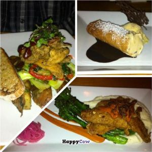 Hazelnut crusted seitan, wild BBQ and  cannolo  at Plant in Asheville