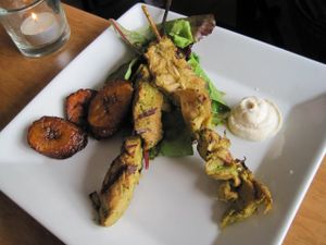 Seitan Skewers and Plantains.  at Plant in Asheville