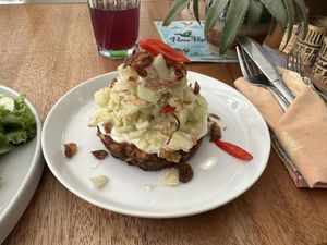 Fritter with urap urap   at Juju in 
