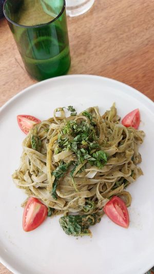 Pasta with Pesto without the chickpeas at Juju in 