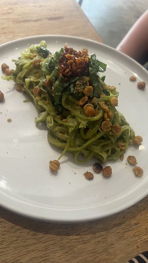 Pesto pasta - looked so delicious but had no flavor at all  at Juju in 