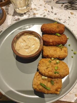 Tempeh nuggets w/creamy cashew dip 40k rp at Juju in 