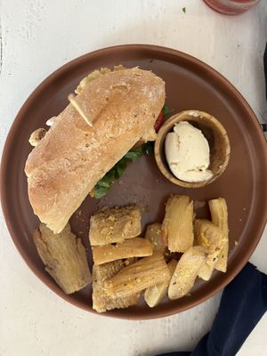 Juju sandwich with cassava fries  at Juju in 