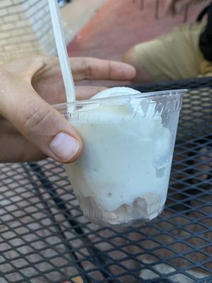 Half cinnamon (cashew milk) half ginger (hemp milk) at The Hop in Asheville