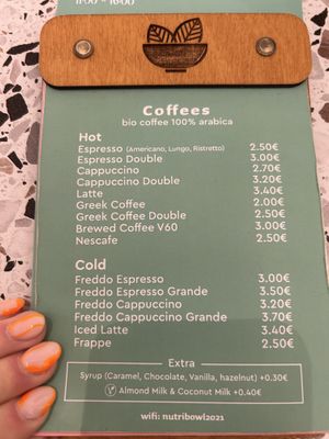 Menu  at Nutribowl in Thessaloniki