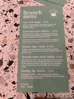Menu  at Nutribowl in Thessaloniki