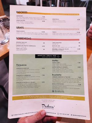 Menu at Guará in Vila Nova De Gaia