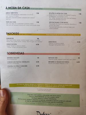 Menu 27/12/2025 at Guará in Vila Nova De Gaia