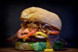 The bangin burger at Slaughterhouse Vegan in Calangute