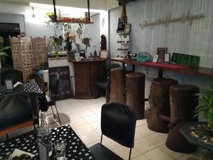 inside at Slaughterhouse Vegan in Calangute