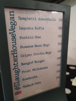 Menu 1/2 at Slaughterhouse Vegan in Calangute