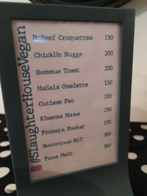 Menu 2/2 at Slaughterhouse Vegan in Calangute