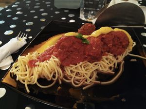 Spaghetti Amazeballs at Slaughterhouse Vegan in Calangute