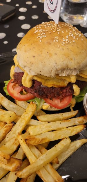 Bean Burger at Slaughterhouse Vegan in Calangute