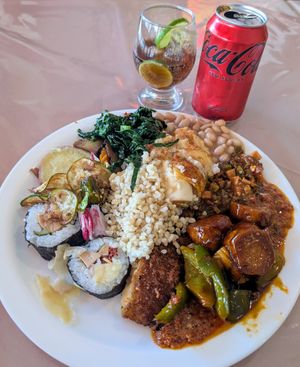 R$57 (US$9) for this huge 0.9kg plate of excellent buffet food at Lotus Vegetariano in Sao Paulo