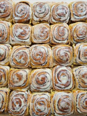 Our world famous cinnamon buns! at Bandit Bakery in Aberdeen