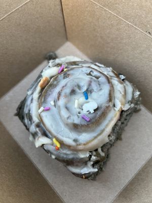 Halloween cinnamon bun  at Bandit Bakery in Aberdeen