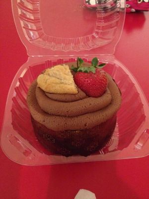 Strawberry Chocolate Chip Cookie Dough cake! at Red Velvet Cafe - Fashion Show Mall in Las Vegas