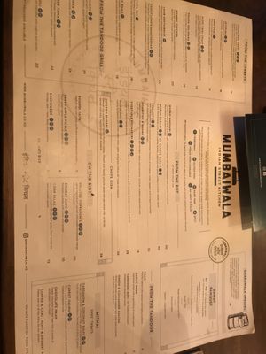 Main menu, clearly labelled  at Mumbaiwala in Auckland