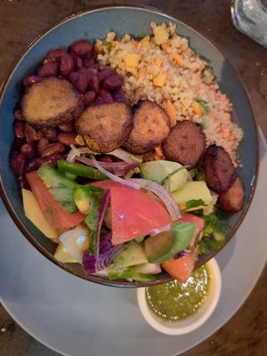 Vegan quinoa bowl. Unfortunately not much flavor... at Kinsu in Uvita