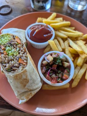 Vegan burrito at Kinsu in Uvita