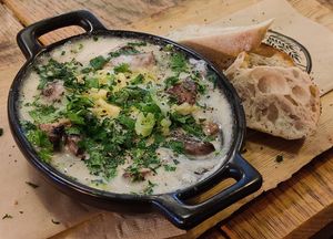 Vegan "snails". Super delicious dish! at Bistro Vilja in Tampere