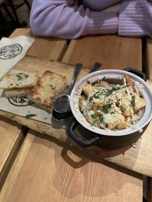 Onion soup with cheese and crutons  at Bistro Vilja in Tampere