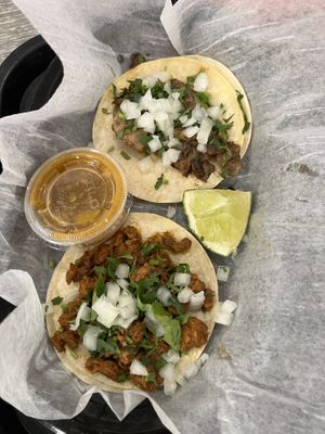 Soy taco and mushroom taco  at Masa Mexican Street Food in Farmington