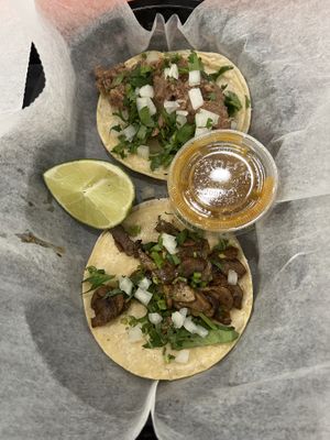 Mushroom taco and Refried beans taco  at Masa Mexican Street Food in Farmington