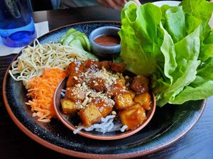 Lettuce wrap platter at Blue Sushi Sake Grill in Chicago