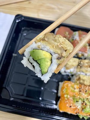 Prince Roll (I hadn’t put the sauce on yet, but it did come with some)  at Blue Sushi Sake Grill in Chicago