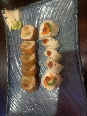 Cowboy and vegan hot popper rolls  at Blue Sushi Sake Grill in Chicago