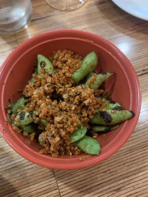 Spicy charred edamame   at Blue Sushi Sake Grill in Chicago